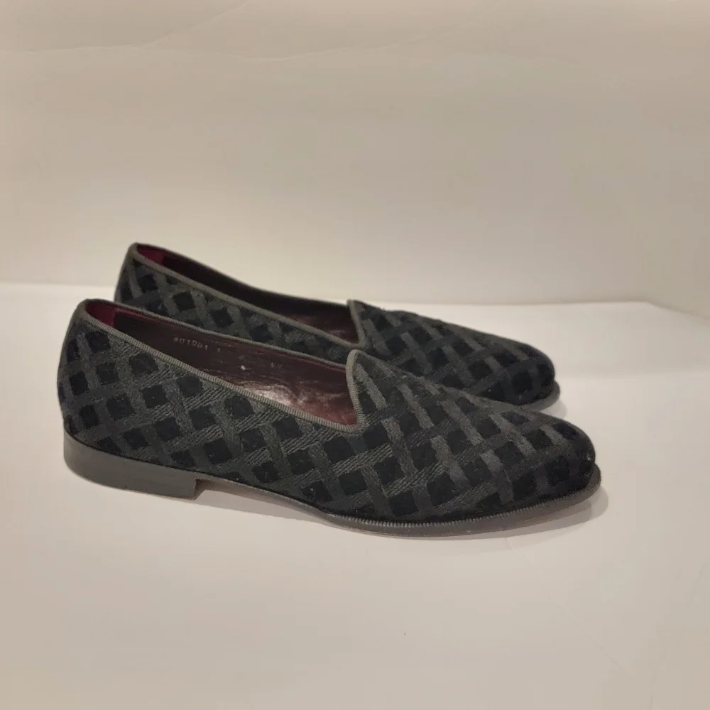 Santoni Tuxedo Black Velvet Loafers Santoni Mens size 9.5 italy dress slip on